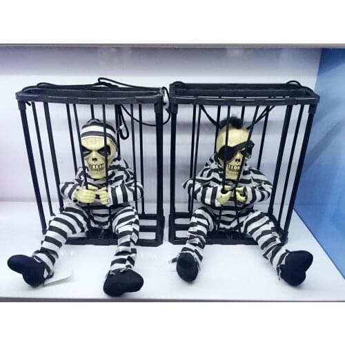 Halloween Tricky Light Control Induction Prison Cage Ghost Funny Party Electric Toy Ghost Scary Doll