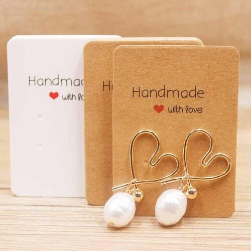 100Pcs hot sale Handmade Kraft Paper Blank earring card Display Hanging Cards Package for Ear Studs Earrings Jewelry Package