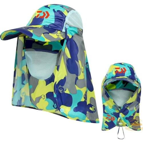 DAIWA Fishing Cap 2020 Summer Men Lady UV Protection Face and Fishing Hat Outdoor Motion Quick-drying Camouflage Sunscreen Hat