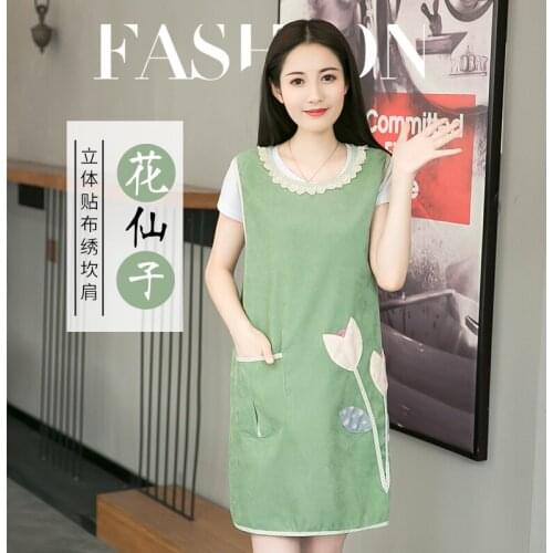 Korean fashion womens home double apron kitchen waterproof and oil-proof cooking waistcoat cooking waist