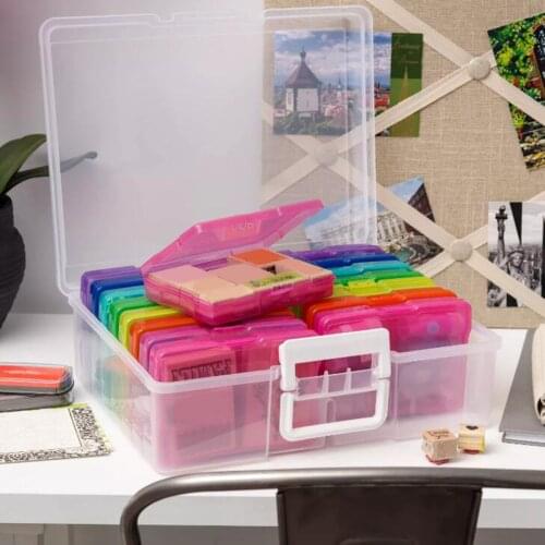 Photo Storage Box Photo Keeper Cases Plastic Photo Storage Organizer Suit 16 Inner Boxes for Jewelry Rectangle Box Case