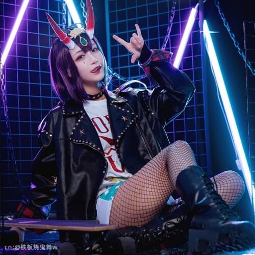 Anime Fate/Grand Order FGO Waltz Shuten-Douji PUNK Pu Leather Dress Uniform Cosplay Costume Halloween Women FreeShipping 2020New