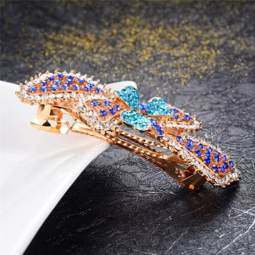 Beautiful Colorful Rhinestone Crystal Flower Barrettes Hair Jewelry Large Hair Clip Wedding Hair Accessories Hairpin Ornaments