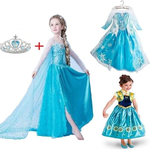 2021 Summer Girl Dress Elsa Anna Princess Dress Costume Kids Party Dresses Christmas Children Cosplay Fantasia Infantil Vestido