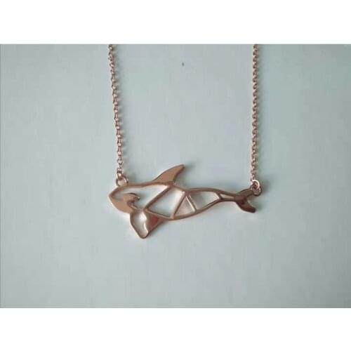 Trendy Origami Orca whale Necklace Women Statement Necklace Pet Jewelry Ocean animal, Animal lover