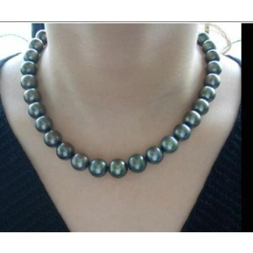 Huge 9-10MM NATURAL SOUTH SEA GENUINE BLACK gray BLUE round PEARL NECKLACE 18"