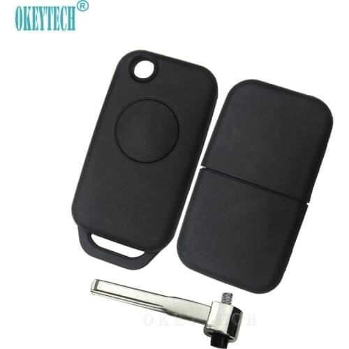 OkeyTech Filp Folding 1 Button Remote KEY Case Shell Replacement Uncut Blade For Mercedes for Benz W168 W124 W202 1984 2004