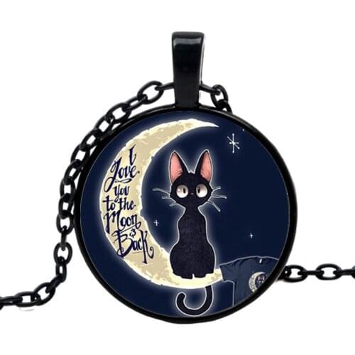 2019I love you to the moon and back glass necklaces pendants best friends forever necklace animal Cat space celestial moon star