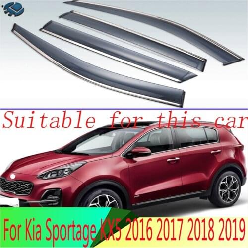 For Kia Sportage KX5 2016 2017 2018 2019 Plastic Exterior Visor Vent Shades Window Sun Rain Guard Deflector
