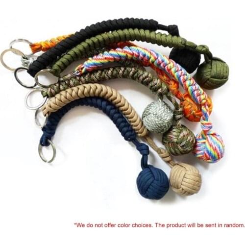 Portable Outdoor Self-defense Survive Hanging Knot Ball Hand Weaving Umbrella Rope Body Ball Key Chain Pendant 23cm