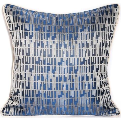 Wedding gift square cushion cover Nordic simple luxurious blue geometric lattice car home party decorative rectangle pillow case