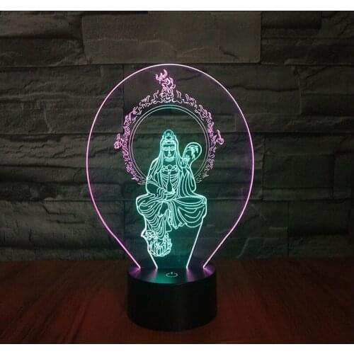 Buddha 7 Color Changing 3D Night Lights Atmosphere Bulbing Light 3D Visual illusion LED Table Lamp Home Decoration