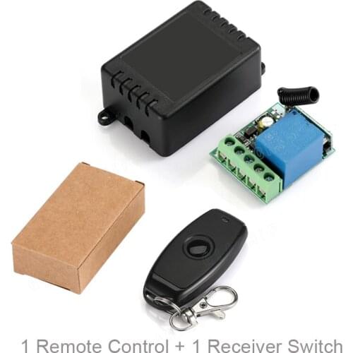 QIACHIP 433MHz Universal Wireless Remote Control DC 12V 1CH Relay Receiver Module RF Switch 1 Button Remote Control Gate Garage