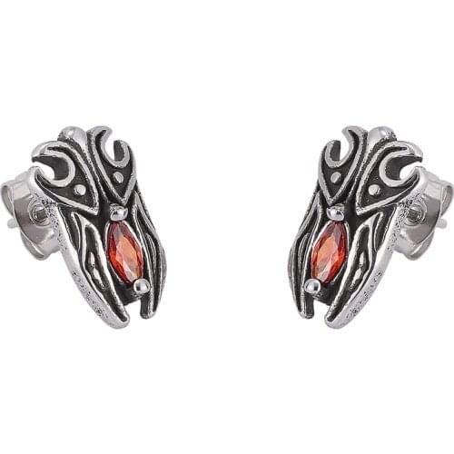 Vintage Punk Stainless Steel Zircon Stud Earrings for Women Girls Fashion Geometric Gothic Street Hip Hop Ear Jewelry SP0785