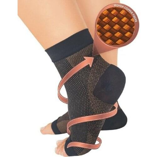 1 Pair Copper Compression Foot Sleeve Plantar Fasciitis Angel Ankle Pain Socks