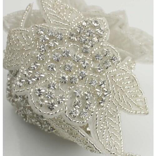 10Yards Iron on Hotfix Rhinestone Trim Beads Applique Rhinestone Trimming Ribbon for Bridal Dress Sash