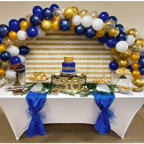 123 Pcs Navy Blue Gold Metallic Balloon Arch Kit Wedding Birthday Party Macaron Latex Confetti Balloons Garland Decor Supplies