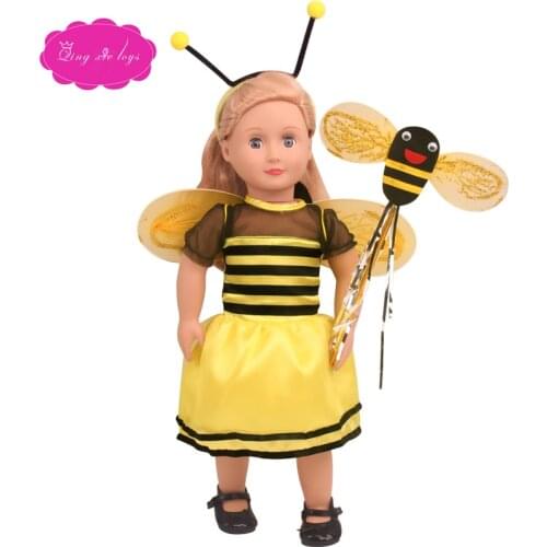 18 inch Girls doll dress baby gir Butterfly bee clothes American newborn accessories fit 43 cm baby dolls c812