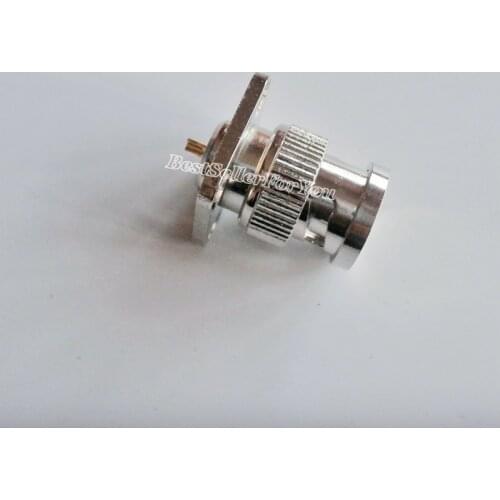 1Pcs Connector BNC Male Plug With 4 Holes Pane/Flange 17.5*17.5mm Solder Cup Connector Straight