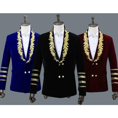 2021 Mens Velvet Embroidered blazer Host Singer Photo Studio Photography Photo blazer