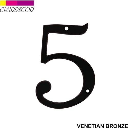 4 in Sold Zinc Modern House Number Hotel Home Door Number Outdoor Address Plaque Zinc Alloy Number for House Address Sign #5