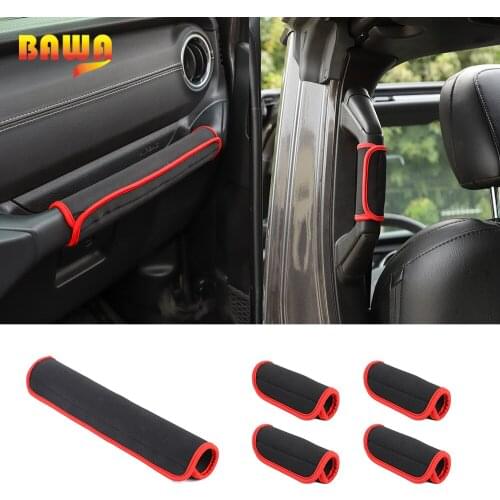 BAWA 5Pcs Winter Grab Handle Bar Cover for Jeep Wrangler JK 2007-2010 JL 2018+Co-pilot Armrest Cover Car Styling