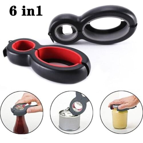 6 in 1 Multi Function Twist Bottle Opener Stainless Steel Jar Opener Can Beer Lid Twist Of All in One Kitchen Gadgets