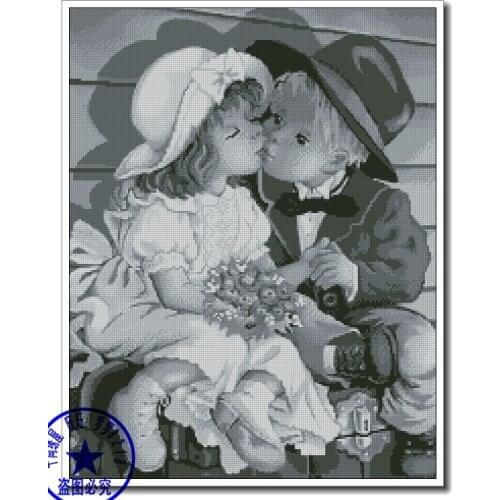Free delivery Top Quality popular counted cross stitch kit kiss kissing, young kiss nostalgic love
