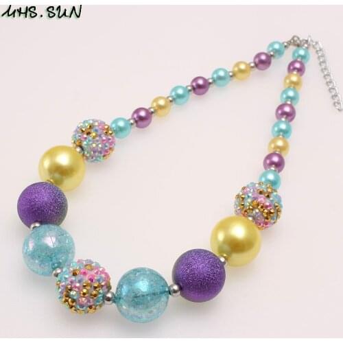 MHS.SUN Colorful Style Baby Girls Chunky Beads Necklace Handmade Child Toddler Bubblegum Necklace Kids Gifts New Arrival