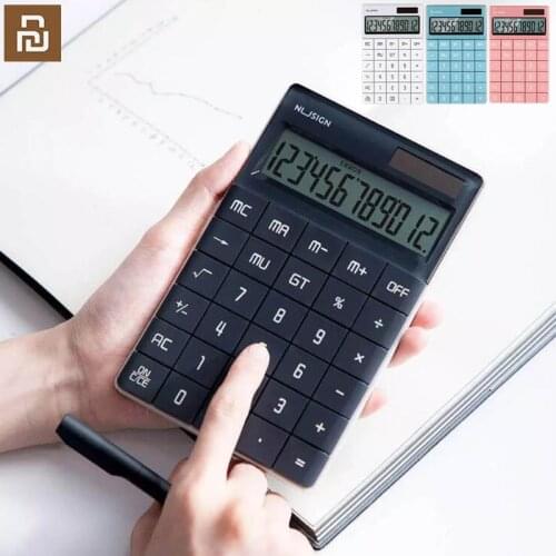 Xiaomi Youpin colorful calculator 12 bit widescreen dual power flat key four-color student calculator office desktop PP