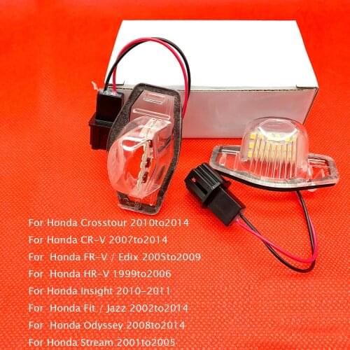 For Honda CRV 2008 for Jazz Fit Crosstour FR-V/Edix HR-V Insight for Odyssey Stream License Plate Lights White Light 18 LED