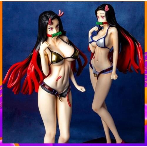 Devils Blade Anime Figure Kamado Nezuko Demon Slayer Anime Statue Kimetsu No Yaiba Action Figure Sexy Swimsuit Girl Model Toy