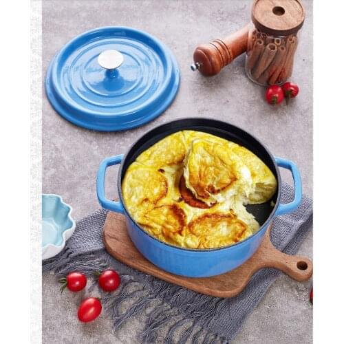 Induction cooker gas universal 24cm enamel cast iron stew pot easy to clean white enamel soup household iron pot