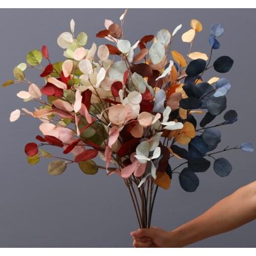 87cm Artificial Plant Plastic Eucalyptus Leaves Flower Material Decoration Wedding Flower Wall Simulation Leaf Green Plant Leaf