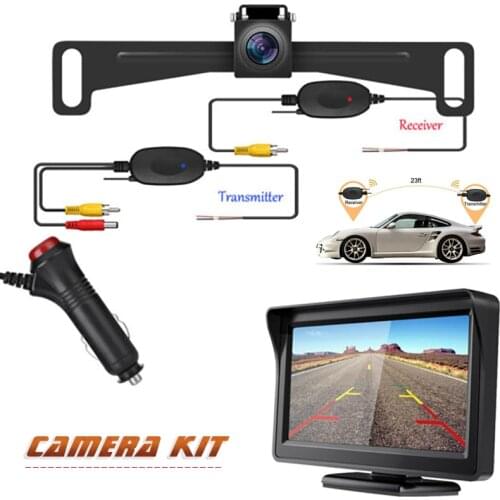 Car Rear View Reverse Backup Camera Kit 2.4 GHz Wireless IR Night Vision+4.3 inch TFT LCD Monitor Waterproof Car Reverse Camera