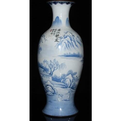 Chinese antique vase Old handmade copper Enamel Landscape ornaments Home decoration,Bottom With Qianlong Mark