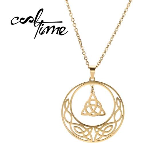 COOLTIME Classic Religious Knot Stainless Steel Long Pendant Gold Silver Color Jewelry Womens Necklaces Christmas Gift