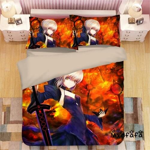 Mxdfafa Anime Fate Grand Order Duvet Cover Sets 3D Bedding Set Cartoon Comforter Bedding Sets with 1 Duvet Cover + 2 Pillow case