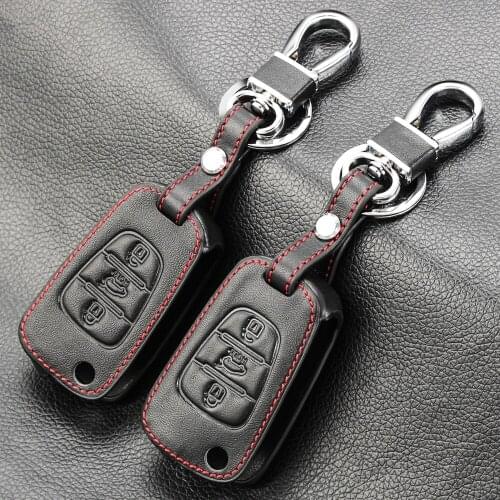 3 Button Car Leather Key Cover Case Remote Key Fob Case Shell Accessories For Kia Ceed Picanto Sportage For Hyundai i20 i30 ix35