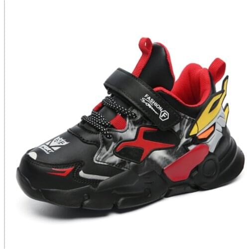 New Fall 2021 Mecha Cartoons Sneakers Boys Girls Running Shoes Lightweight Children Leather Waterproof Casual Walking Shoes