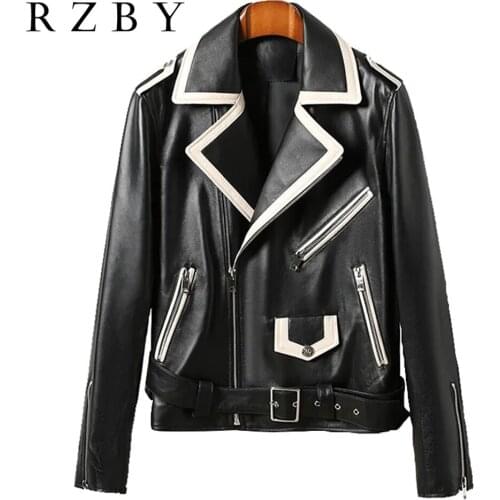 Autumn 2021 Women Genuine Leather Jacket 100% Natural Sheepskin Jaqueta De Couro Feminina Fashion High Street Veste RZBY647