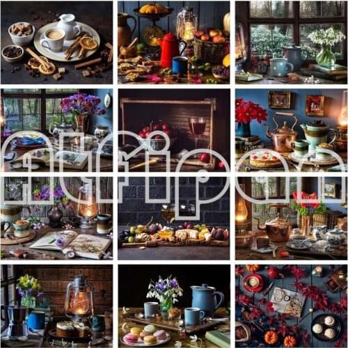Desk Food 5D Full Square Drill DIY Diamond Painting Cross Stitch Coffee Cake Mosaic Embroidery Wall Room Decor Gift