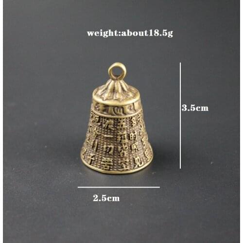 Copper Guan Yin Heart Sutra Bell Car Key Hanging Jewelry Vintage Brass Keychain Pendant Lucky Buddhist Decoration for Keyrings