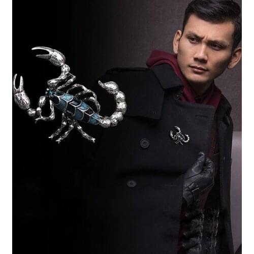 Fashion New Gold Silver Plated Enamel Scorpion Brooch Personality Temperament Corsage Lapel Pin Male Clothing Accessories Gifts