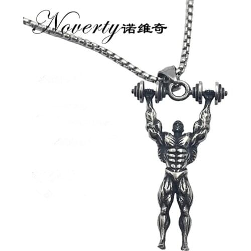 Fashion Personality Creative Fitness Pendant Jewelry Necklace Muscle Titanium Hip-hop Rock Punk Cool Style Gifts For Men ZMXL045