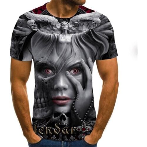 2021 Mens horror T shirts Fashion New Summer Mens Short Sleeve T-shirt Casual 3D Zombie Print Tshirt For Man Full Printed