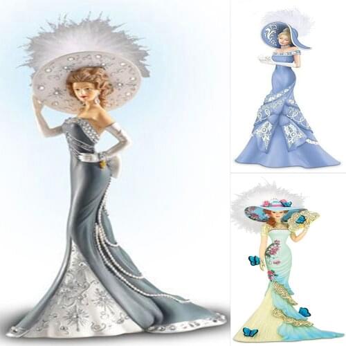 DIY Diamond Painting Kit Lady in Dress Full Round Drill Picture Handicraft