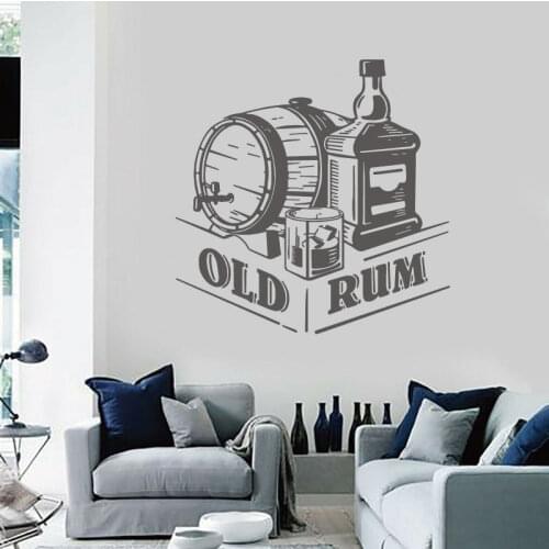 Rum Wall Sticker Wine Barrel Wine Glass Restaurant Cabinet Wine Cabinet Decoration Home Kitchen Shop Window Vinyl Decal C16