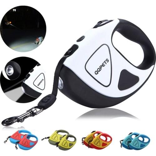 Dog Leash Harness Nylon Automatic Retractable Traction Rope With LED Flashlight For Small Large Pet Supplies German Shepherd Pug