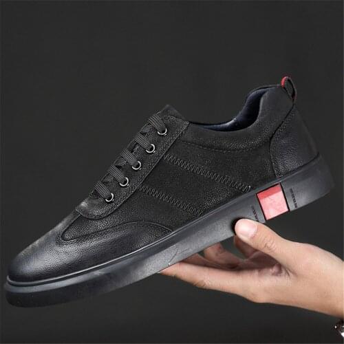 2021 new large size mens shoes simple style leather casual non-slip outdoor hiking wear-resistant breathable outdoor sports